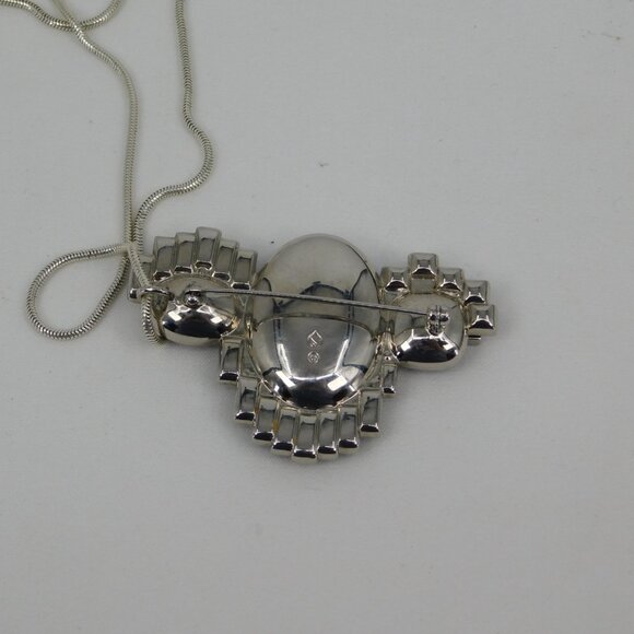 Swarovski Signed Supernova Silver Tone Necklace Brooch Multicolor Crystal - Picture 5 of 10